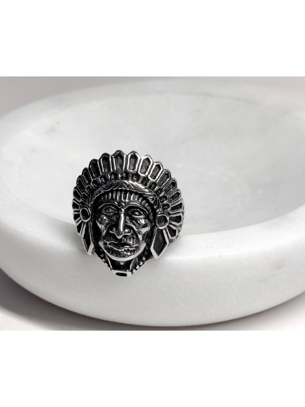 Silver Tone Indian Head Ring